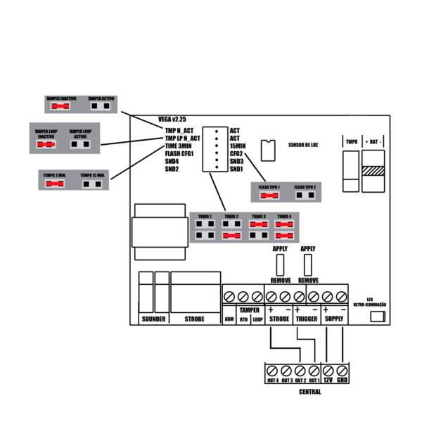 OEM VEGA-PLUS-R Sirena para exterior cableada - Certificado de grado 3 - Presión sonora máxima 112 dBA - Flash de 2 barras de LE (3)