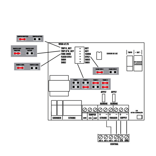 OEM VEGA-PLUS Sirena para exterior cableada - Certificado de grado 3 - Presión sonora máxima 112 dBA - Flash de 2 barras de LEDs (1)