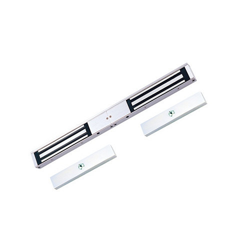 Openers MEX630 Electroimán 12-24 Vcc de superficie de 280 kg para puertas dobles, con conmutador y temporizador.