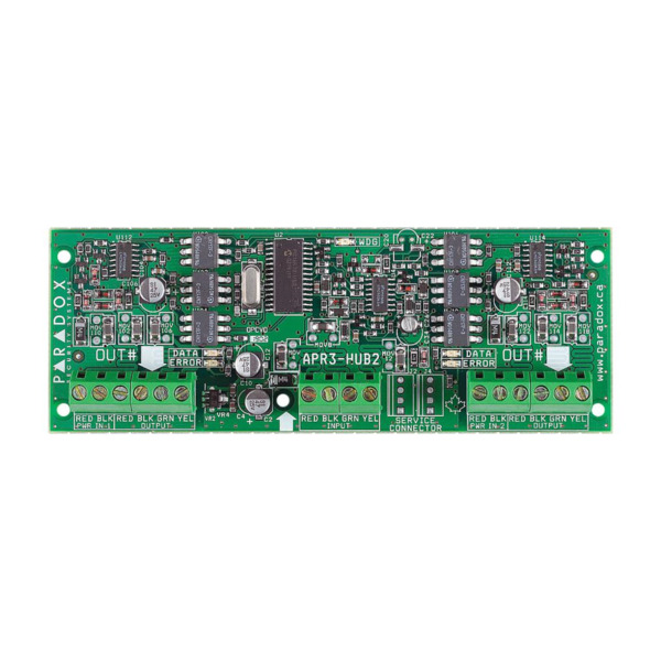 PARADOX HUB2 Módulo Hub. Aislador y Amplificador de Señal para Bus. Divide el bus en dos salidas aisladas. Sin caja (1)