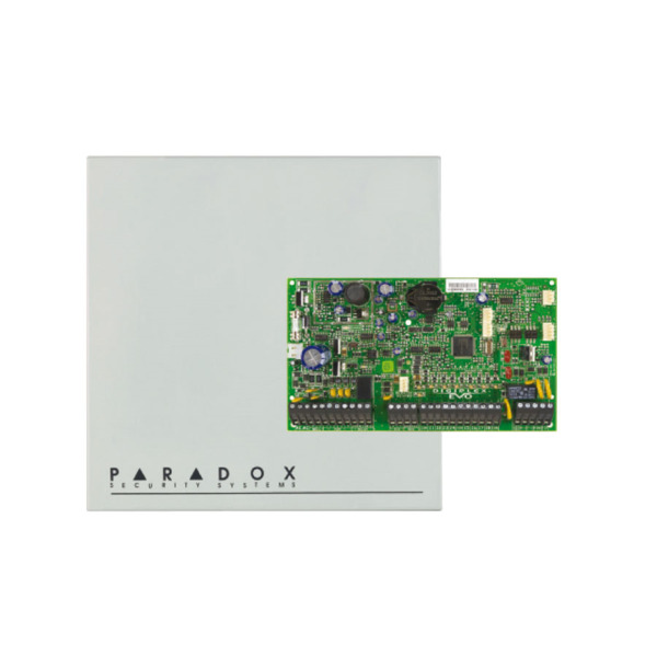 Paradox PAR-104 EVOHD+ Central de 8 zonas ampliable a 192 sin teclado. 8 particiones, memoria de 2.048 eventos. Certificada GRAD