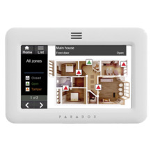 Paradox PAR-29L TM50-WH+SOL Teclado de Grado 3 con pantalla táctil con sensores de temperatura y humedad integrados y licencia d