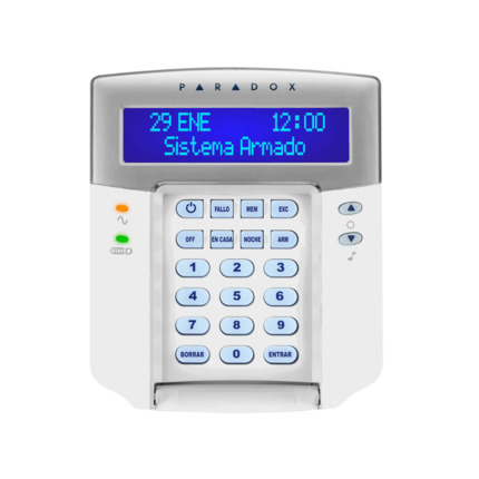 Comprar Paradox PAR-6N K32LCD+ Teclado LCD cableado de 32 caracteres. Idioma español. Tamper antisabotaje y 1 entrada de zona. Compatible con centrales Spectra y Magellan. Programación mediante menú. 8 teclas funcionales. EN50131 Grado 2