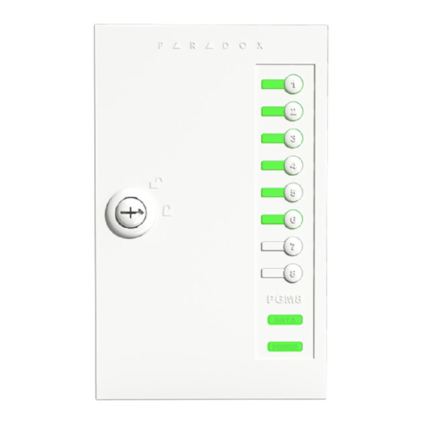 PARADOX PGM82 Módulo de 8 Salidas de Relé PGM de 4A en caja ABS con mecanismo de cierre