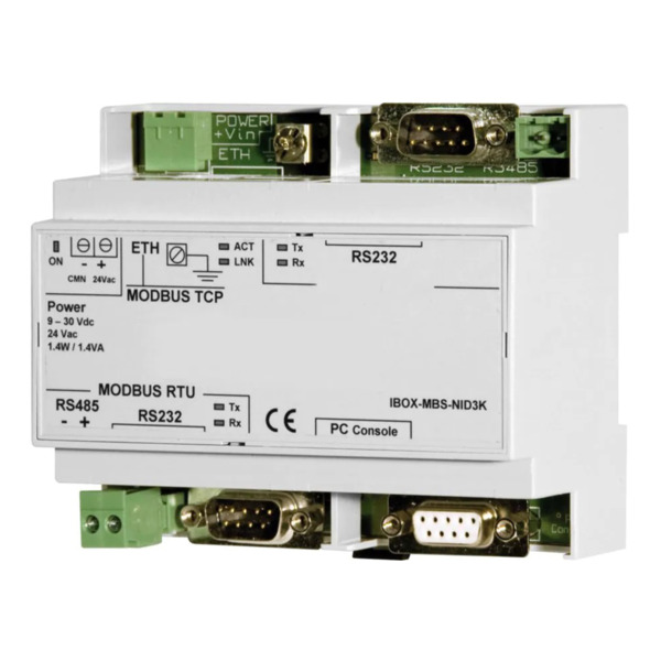 Pasarela que convierte el protocolo de centrales ID al estándar Modbus (RTP/TCP)