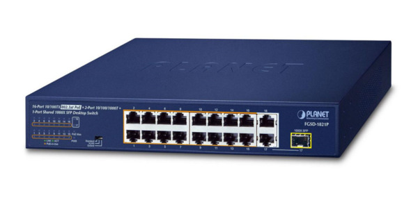 Planet FGSD-1821P 16-Port 10/100TX 802.3at PoE