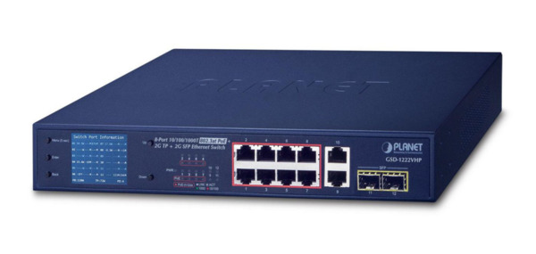 Planet GSD-1222VHP 8-Port 10/100/1000T 802.3at