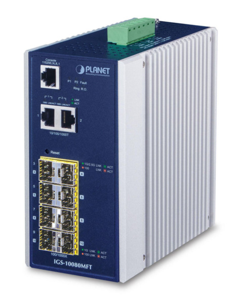 Planet IGS-10080MFT IP30 Industrial 8* 100/1000F