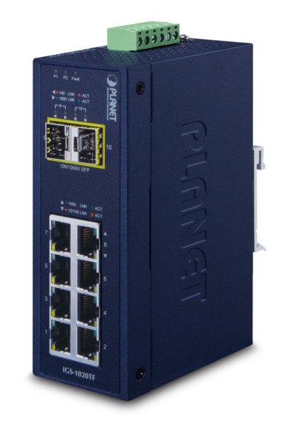 Planet IGS-1020TF IP30 Industrial 8-P 10/100/100