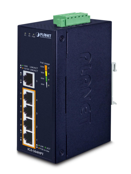 Planet IGS-504HPT IP30 5-Port Gigabit Switch