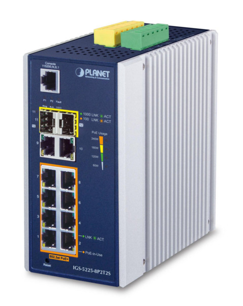 Planet IGS-5225-8P2T2S IP30 Industrial L2+/L4 8-Port