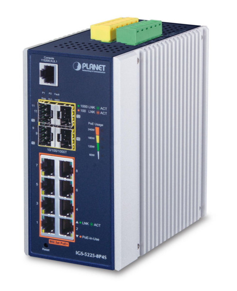 Planet IGS-5225-8P4S IP30 Industrial L2+/L4 8-Port