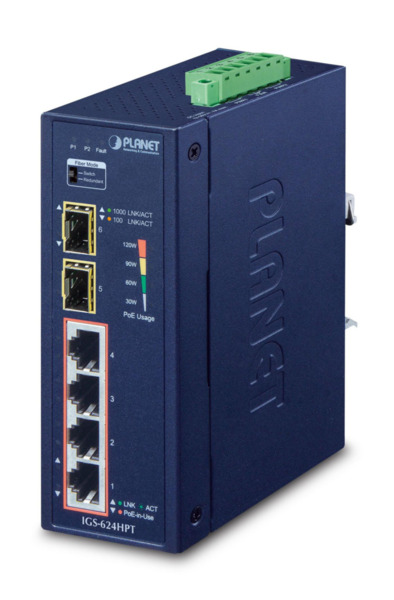 Planet IGS-624HPT IP30 6-Port Gigabit Switch