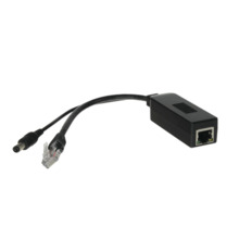 PoE Splitter
 - Para cámaras IP no PoE
 - Entrada RJ45 (PoE)
 - Salida RJ45 y jack
 - Potencia máx 25 W / DC 12 V
 - PoE IEEE802