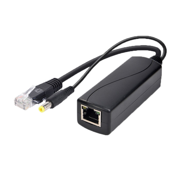 PoE Splitter
 - Para cámaras IP no PoE
 - Entrada RJ45 (PoE) / Salida RJ45 y jack - Velocidad 10/100/1000Mbps - Potencia máx 30