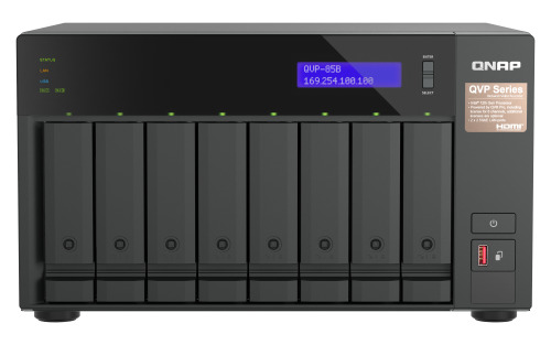 QNAP QVP-85B servidor de almacenamiento NAS Torre Intel® Core™ i5 32 GB DDR4 Unidad de disco duro QVR Pro Negro