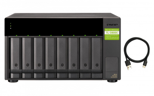 QNAP TL-D800C caja para disco duro externo Carcasa de disco duro/SSD Negro, Gris 2.5/3.5"
