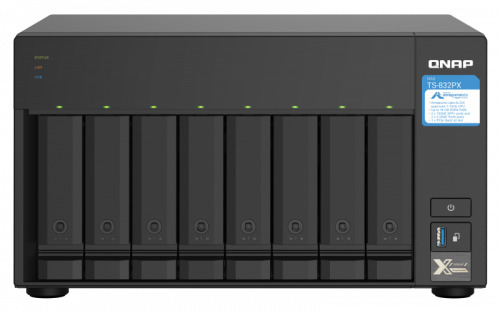 QNAP TS-832PX NAS Torre Ethernet Aluminio, Negro AL324