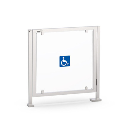 Comprar 6003A Puerta de seguridad manual unidireccional, con bloqueo mecánico. Acero inoxidable 304, brazo de plexiglás, paso de 900 mm.