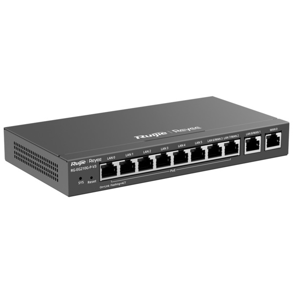 REYEE RG-EG210G-P-V3 Reyee Router PoE Controlador Cloud - 8 Puertos PoE+ RJ45 GE + 2 Puertos RJ45 GE - 10 Puertos RJ45 10/100 /1 (1)