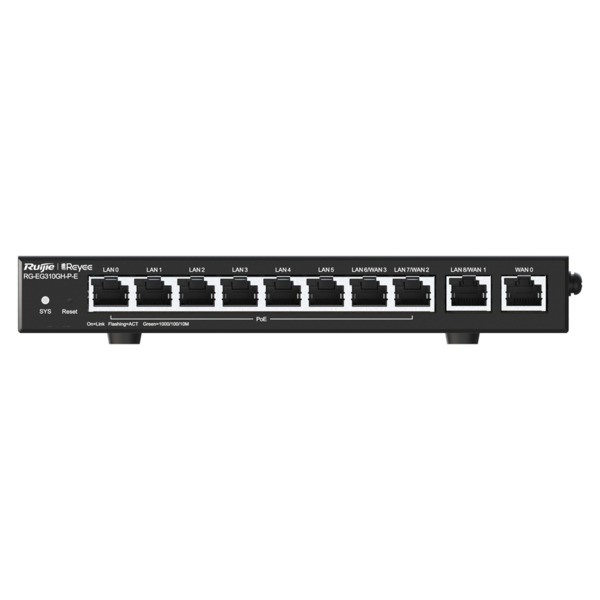 REYEE RG-EG310GH-P-E Reyee Router PoE Controlador Cloud - 9 Puertos GE LAN + 1 Puerto GE WAN - 8 Puertos PoE+ 802.3af/at / Hasta (3)