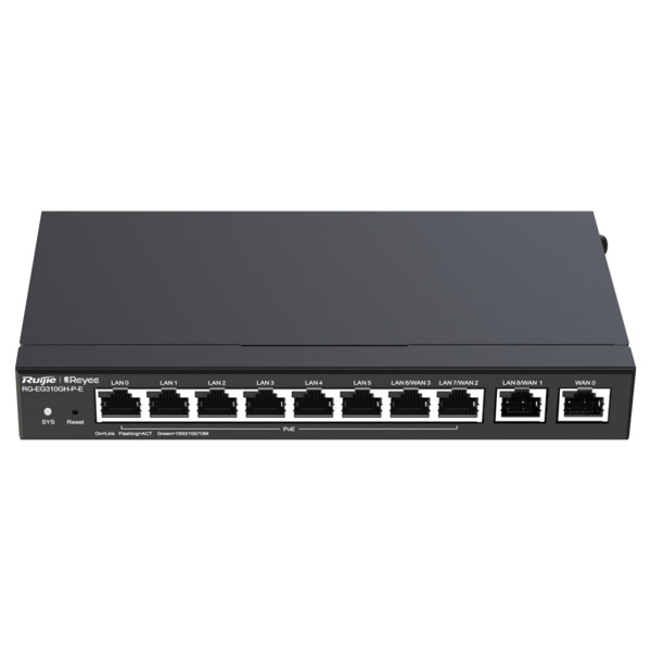 REYEE RG-EG310GH-P-E Reyee Router PoE Controlador Cloud - 9 Puertos GE LAN + 1 Puerto GE WAN - 8 Puertos PoE+ 802.3af/at / Hasta