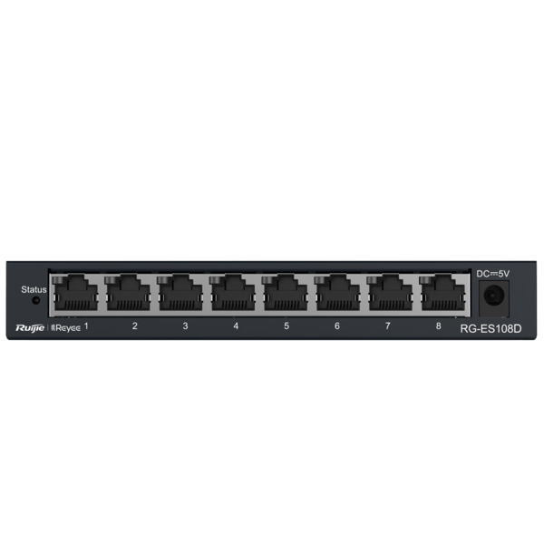 REYEE RG-ES108D Reyee Switch Sobremesa - Carcasa Metal - 8 puertos RJ45 - Velocidad 10/100 Mbps - Plug and Play - Tecnología aho (1)
