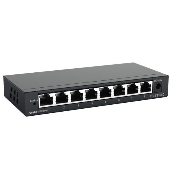 REYEE RG-ES108D Reyee Switch Sobremesa - Carcasa Metal - 8 puertos RJ45 - Velocidad 10/100 Mbps - Plug and Play - Tecnología aho (3)