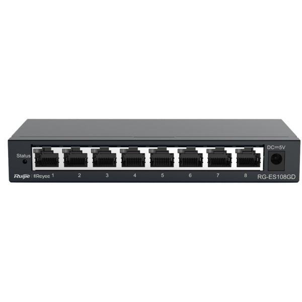 REYEE RG-ES108GD Reyee Switch Sobremesa - Carcasa Metal - 8 puertos RJ45 - Velocidad 10/100/1000 Mbps - Plug and Play - Tecnolog