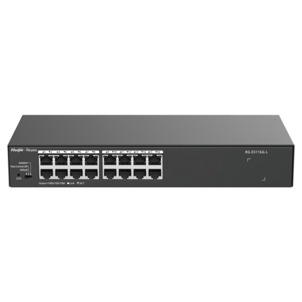 Comprar REYEE RG-ES116G-L Reyee Switch Sobremesa - Carcasa Metal - Enrackable - 16 puertos RJ45 - Velocidad 10/100/1000 Mbps - Plug and Play - Tecnología ahorro de energía
