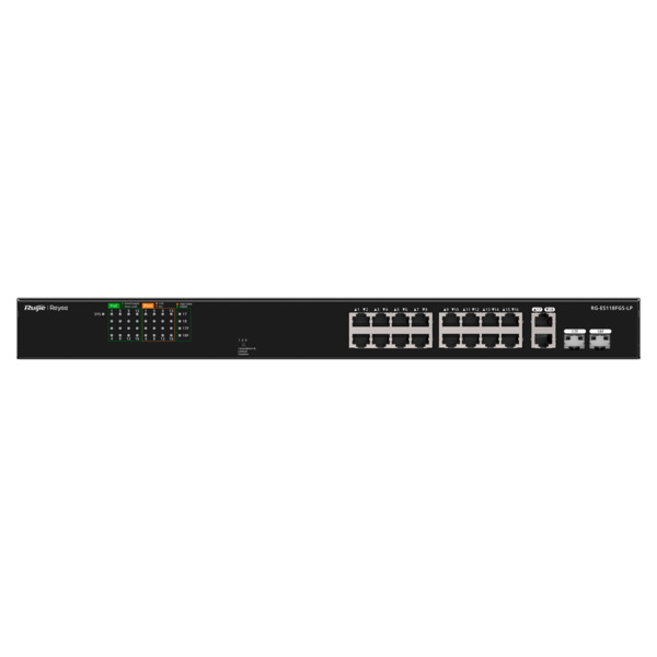 REYEE RG-ES118FGS-LP Reyee Switch PoE Sobremesa - Carcasa Metal - Enracable - 16 Puertos RJ45 10/100 Mbps + 2 Uplink Gigabit - 1 (1)