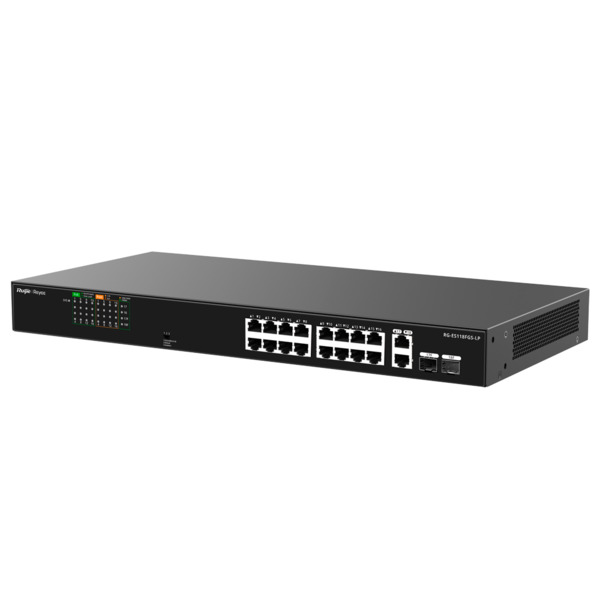 REYEE RG-ES118FGS-LP Reyee Switch PoE Sobremesa - Carcasa Metal - Enracable - 16 Puertos RJ45 10/100 Mbps + 2 Uplink Gigabit - 1 (3)
