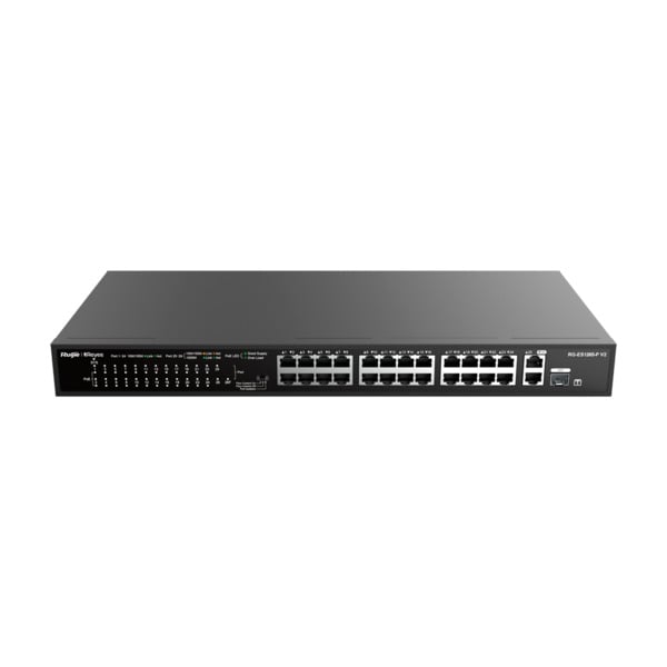 REYEE RG-ES126S-P V2 Reyee Switch PoE Sobremesa - 24 Puertos RJ45 + 1 Uplink RJ45 + 1 SFP Combo - 24 Puertos 10/100Mbps + 2 Puer