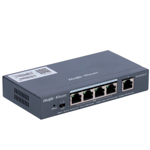 REYEE RG-ES205GC-P Reyee Switch PoE Cloud Gestionable - 4 puertos PoE 802.3af/at + 1 Uplink RJ45 - 4 RJ45 10/100/1000Mbps + 1 RJ (3)
