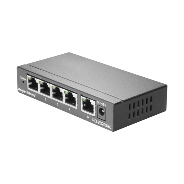 REYEE RG-ES205GC Reyee Switch Cloud - 5 puertos RJ45 Gigabit - Velocidad de puertos 10/100/1000 Mbps - Plug &amp; Play - VLAN/Po (1)