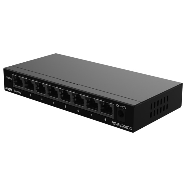 REYEE RG-ES208GC Reyee Switch Cloud - 8 puertos RJ45 Gigabit - Velocidad de puertos 10/100/1000 Mbps - Plug & Play - VLAN/Po