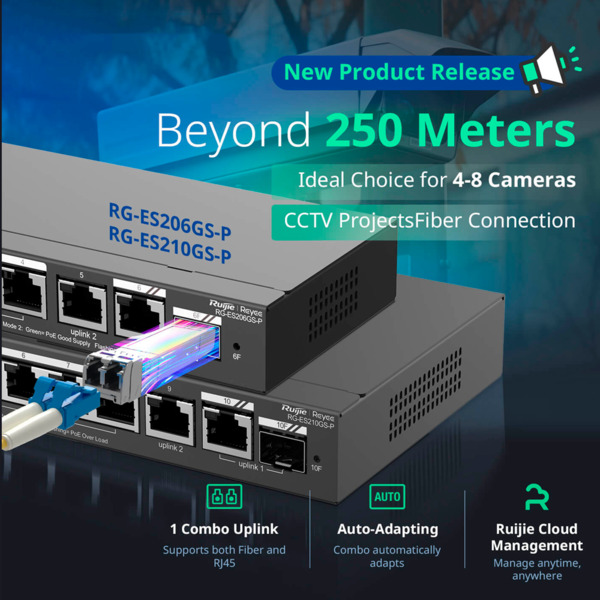 REYEE RG-ES210GS-P Reyee Switch PoE Cloud Gestionable - 8 puertos PoE + 2 Uplink RJ45 + 1 SFP Combo - Velocidad de puertos 10/10 (9)