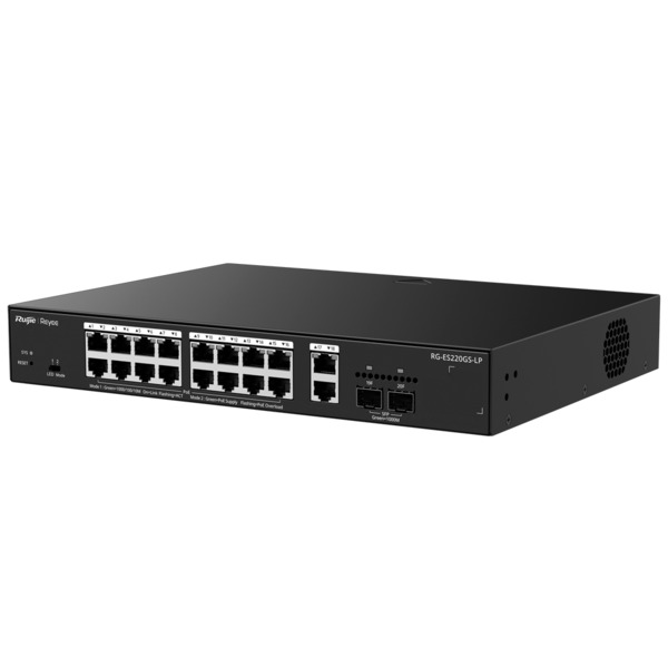 REYEE RG-ES220GS-LP Reyee Switch PoE Cloud Gestionable - 16 PoE 802.3af/at + 2 SFP + 2 uplink RJ45 - 26 RJ45 10/100/1000Mbps + 2 (1)