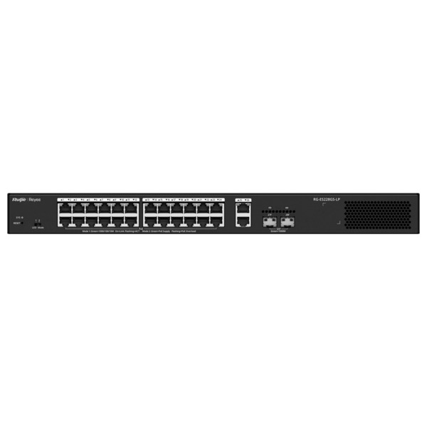 REYEE RG-ES228GS-LP Reyee Switch PoE Cloud Gestionable - 24 PoE 802.3af/at + 2 SFP + 2 uplink RJ45 - 26 RJ45 10/100/1000Mbps + 2 (5)