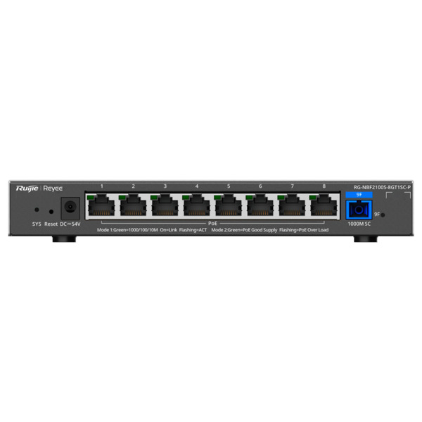 REYEE RG-NBF2100S-8GT1SC-P Reyee E-Lighten Switch PoE Cloud Capa 2 - 8 puertos RJ45 Gigabit  802.3af/at - 1 Puerto óptico SC 1G (5)