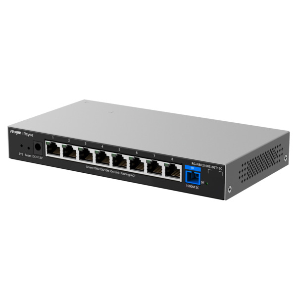 REYEE RG-NBF2100S-8GT1SC Reyee E-Lighten Switch Cloud Capa 2 - 8 puertos RJ45 Gigabit  - 1 Puerto óptico SC 1G (PON) - Velocidad (1)