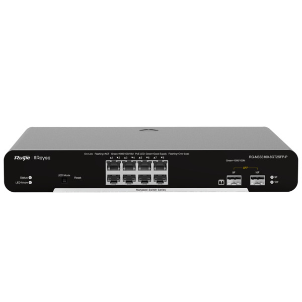 REYEE RG-NBS3100-8GT2SFP-P Reyee Switch PoE Cloud Capa 2 - 8 puertos PoE+ Gigabit+ 2 SFP Gigabit - 30W por puerto 802.3af/at / M