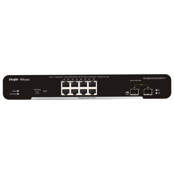 REYEE RG-NBS3100-8GT2SFP-P Reyee Switch PoE Cloud Capa 2 - 8 puertos PoE+ Gigabit+ 2 SFP Gigabit - 30W por puerto 802.3af/at / M (1)