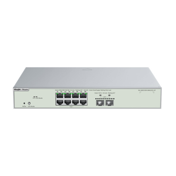 REYEE RG-NBS5300-8MG2XS-UP Reyee Switch Cloud Gestionable L3 - 8 puertos Hi-PoE RJ45 + 2 puertos SFP+ - 8 Puertos Multi-Gigabit