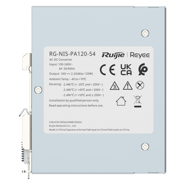 REYEE RG-NIS-PA120-54 Fuente de alimentación Industrial Reyee - Salida DC 54 V 2,2A / 120 W - 2 salidas DC - Voltaje entrada 100 (5)