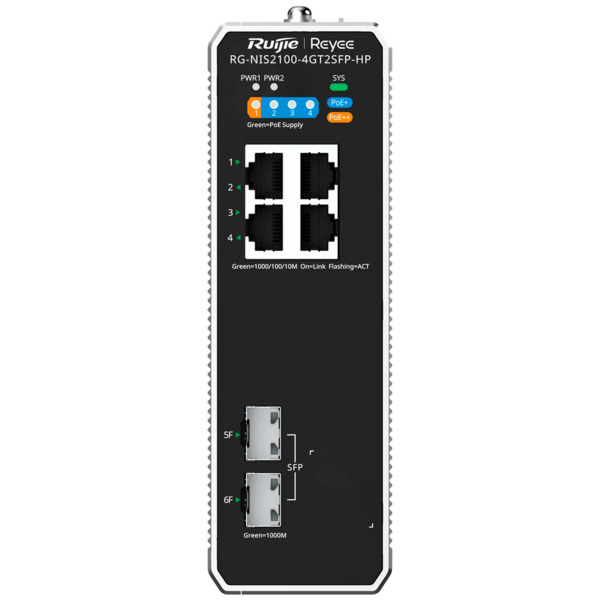 REYEE RG-NIS2100-4GT2SFP-HP Reyee Switch Industrial PoE Cloud Capa 2 - 4 puertos RJ45 Gigabit + 2 puertos SFP Gigabit - 4 Puerto (1)