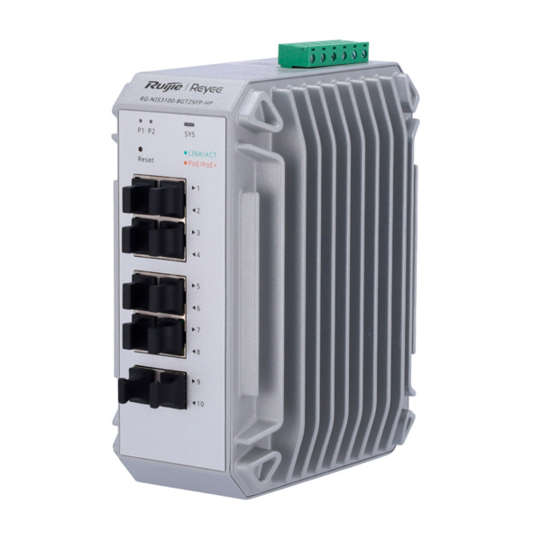 REYEE RG-NIS3100-8GT2SFP-HP Reyee Switch Industrial PoE Cloud Capa 2 - 8 puertos PoE+ Gigabit + 2 puertos SFP Gigabit - 30W por