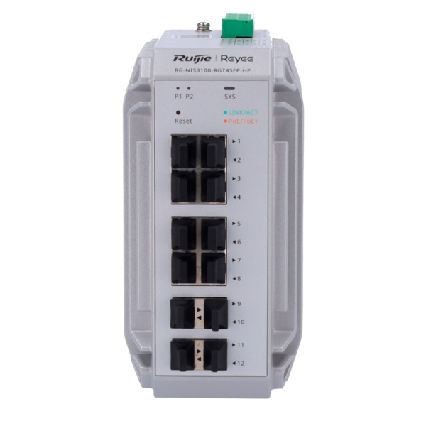 REYEE RG-NIS3100-8GT4SFP-HP Reyee Switch Industrial PoE Cloud Capa 2 - 8 puertos PoE+ Gigabit + 4 puertos SFP Gigabit - 30W por (1)