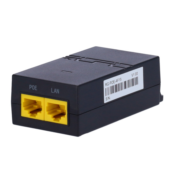 REYEE RG-POE-AF15 Ruijie - Inyector PoE IEEE802.3af - Puertos RJ45 10/100/1000 Mbps - Potencia 15.4 W - Distancia máxima 100 m -