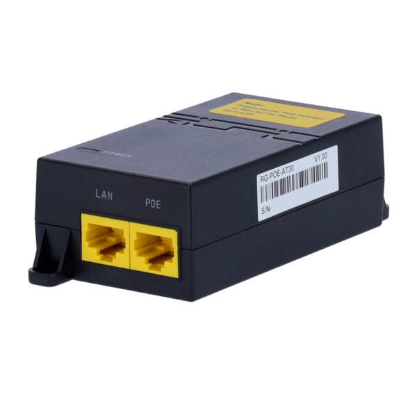 REYEE RG-POE-AT30 Ruijie - Inyector PoE IEEE802.3at - Puertos RJ45 10/100/1000 Mbps - Potencia 30 W - Distancia máxima 100 m - D